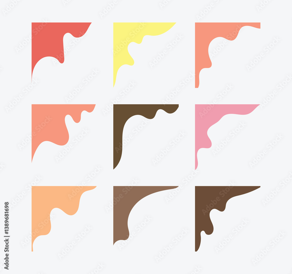 Poster abstract curve element flat wave corner border. graphic design element. vector illustration