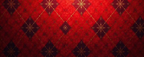 Dark red and golden argyle vector pattern background for Christmas designs,  geometric,  dotted line