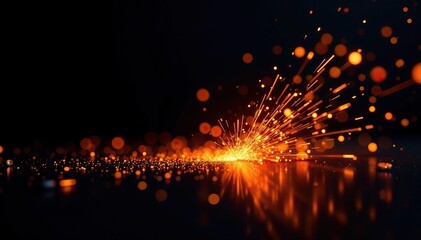 Fiery sparks flying on a black background, creating a mesmerizing display of light and energy,  black background,  power