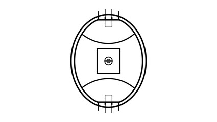 Australian football field , black isolated silhouette