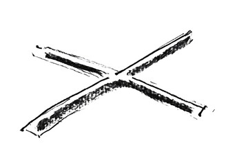 Abstract Black And White X Mark Illustration On Transparent Background