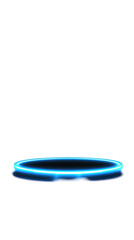 Abstract 3D Neon Blue Circle Platform With Futuristic Glowing Effect