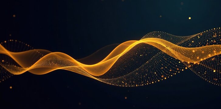 Dynamic abstract wave background with yellow lines, modern flowing wavy pattern for futuristic technology design concepts,  yellow,  wavy
