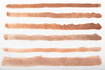 Set of watercolor brushstroke in the 2025 color of the year Mocha Mousse. Hand drawn textured template with elegant warm brown tone. Perfect for creating trendy graphic resource