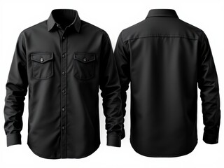 Modern long sleeve work shirt mockup front and back view