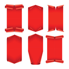 Red paper banners set. Vector illustration