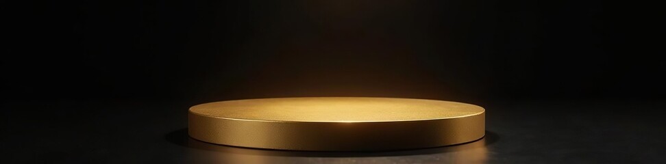 Gold podium glowing on black background platform,  platform,  success
