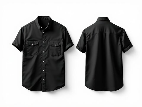 Modern short sleeve work shirt mockup front and back view