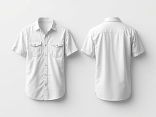 Modern short sleeve work shirt mockup front and back view