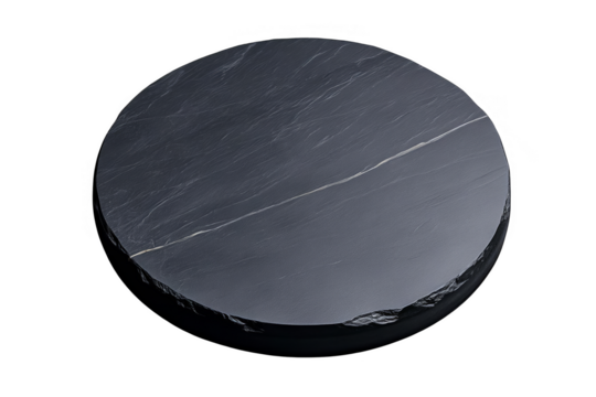 Abstract Black Circle With Textured Surface Isolated on Transparent Background