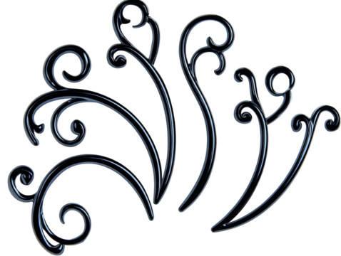 Abstract Black Ornate Design Element On Transparent Background Illustration