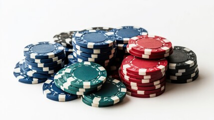 Chaotic Stack of Colorful Poker Chips