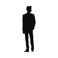 Man black color silhouette on isolated white background
