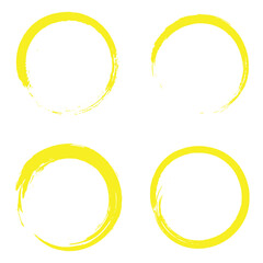 Vector brush strokes circles and oval isolated on white