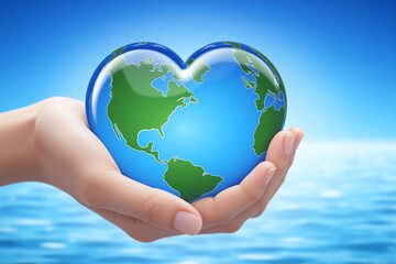 person holding a heart shaped earth in their hands