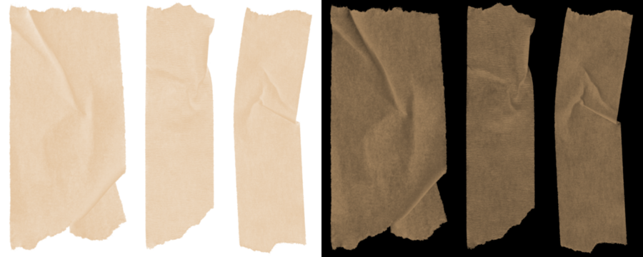 PNG pack of adhesive tape cutouts in strip and block styles for adding handmade effects to online or printable layouts isolated on a Transparent or White Background