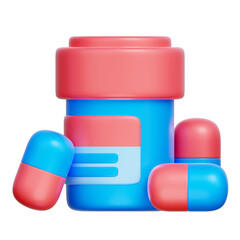 Medicine Bottle, Pharmacy Medicines and Drugs, Health Care Medical Pills, 3d rendering.