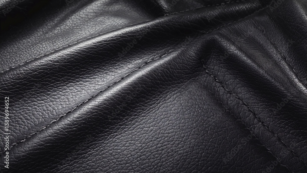 Poster High-quality image of a close-up view of black leather material, suitable for various uses such as product design or fashion illustration