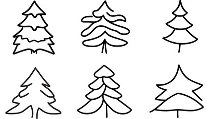 Abstract Christmas Tree Silhouette Illustration with Transparent Background