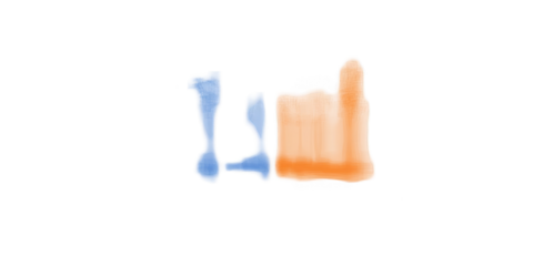 Abstract Composition Of Orange And Blue Shapes On A Transparent Background