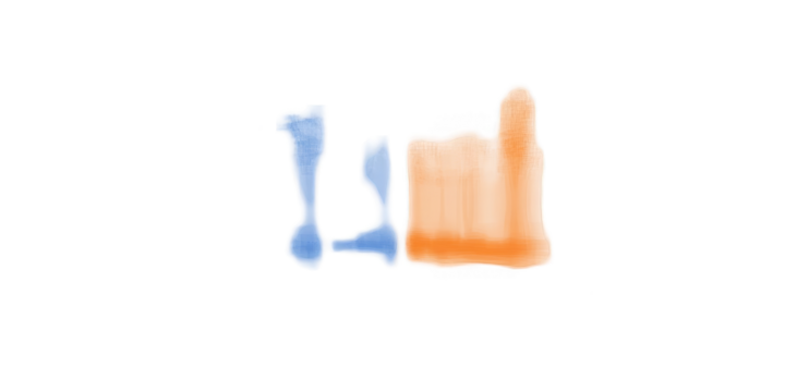 Abstract Composition Of Orange And Blue Shapes On A Transparent Background - Powered by Adobe