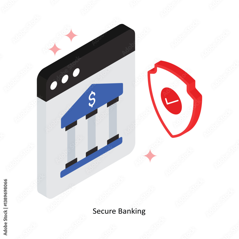 Poster secure banking concept isometric style illustrations. eps 10 file