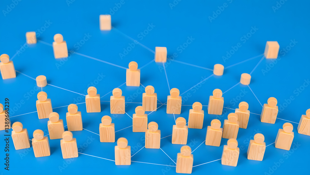 Poster wooden block network visualizing connections and relationships