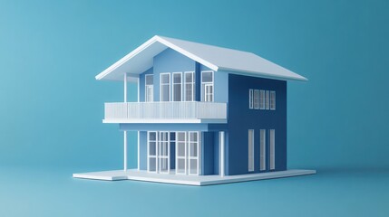 3D model house, minimalist design, studio shot, background color, for real estate, interior design use