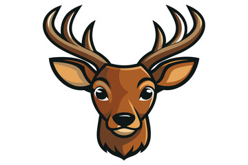 Deer Head Silhouette Vector Illustration with Antlers and Horns