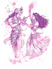 Obraz premium Radha Krishna Holi