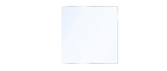Glossy transparent glass PNG plate. Acrylic screen with glare and shine. Clear rectangle shape with light reflection. Vector illustration on transparent background.