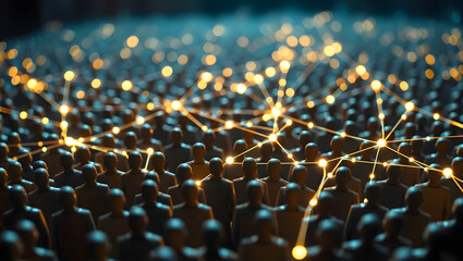 Fototapeta premium Dense Crowd Human Connection and Network Visualization