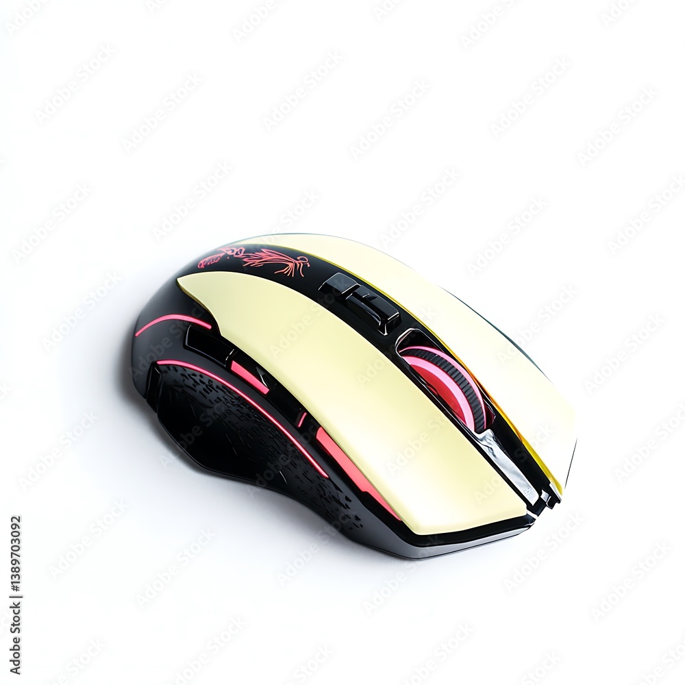 Poster a modern wireless computer mouse is displayed on a white surface