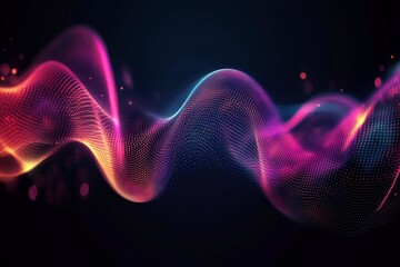 Fototapeta premium Abstract digital wave design with vibrant colors and particles