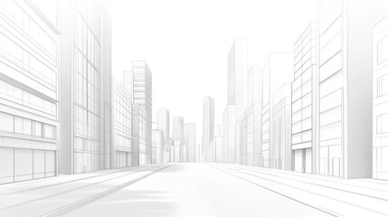 Architectural city street view, perspective. Use for design projects