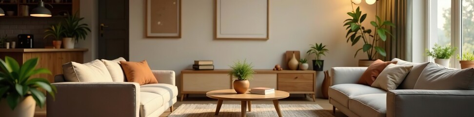 Cozy living room background with soft focus for copy space in interior design concept,  design,  domestic