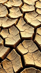 Cracked dry earth with rugged desolate texture, arid landscapes, harsh drought conditions,  earth, cracked