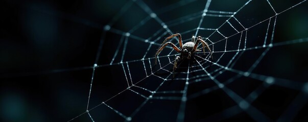 Creepy cobweb with spiders on a black background,  creepy-crawly,  spooky