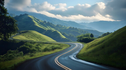 Naklejka premium hills hilly road