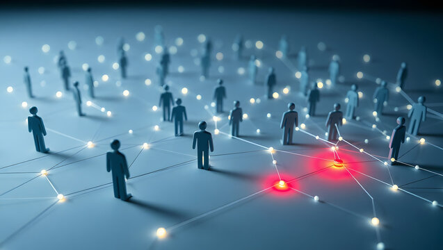 Interconnected Human Figures Network, Connection, and Communication