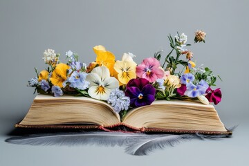 A Beautiful Open Book Displaying Colorful Flowers On The Pages