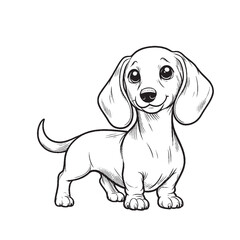 outline style cute Dachshund on standing pose isolated on white background
