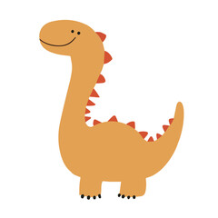 Cute hand drawn dinosaur illustration for kids t-shirt, baby clothes, invitation, simple scandinavian children's design.