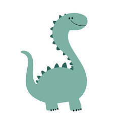 Naklejka premium Smiling green dinosaur. Vector illustration isolated on white background.