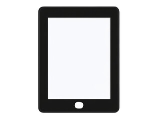 Black Tablet Device Illustration With White Screen Isolated on Transparent Background