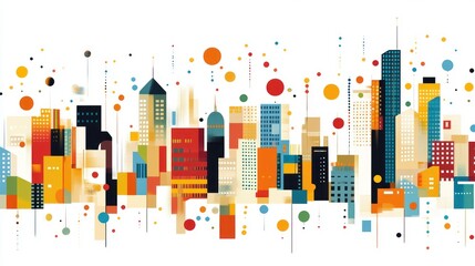 Abstract Colorful City Skyline Illustration