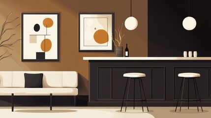 Modern Bar Area with Art Deco Design; Interior; Relaxation; Stock Photo