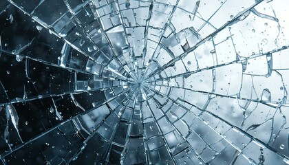 Obraz premium A shattered glass effect with realistic cracks and broken pieces, isolated on a transparent background for dramatic design compositions.