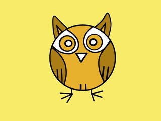 Owl isolated on yellow background