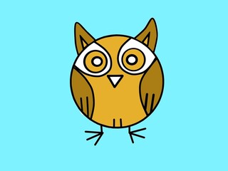 Owl isolated on blue background